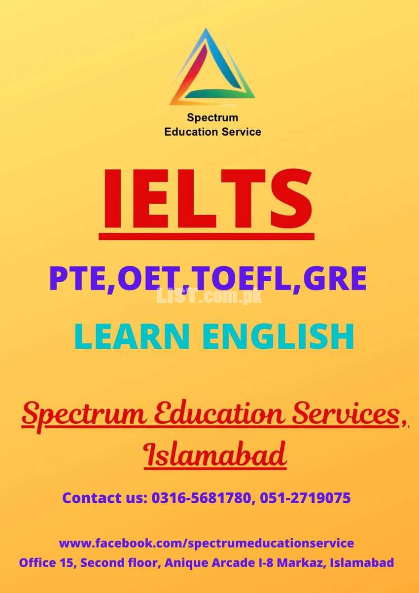 IELTS, TOEFTL, PTE, OET and Learn English