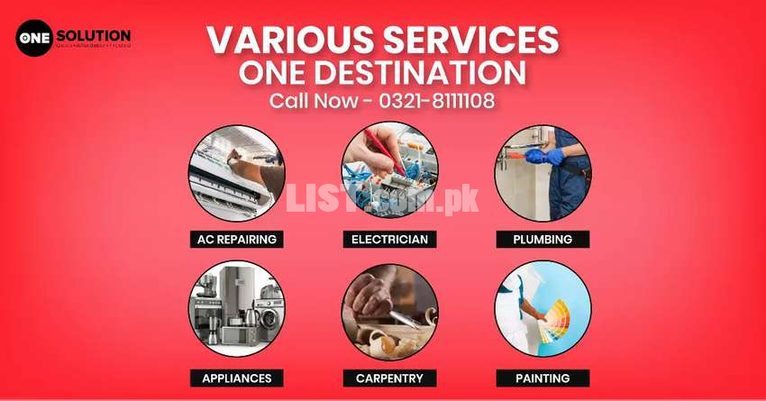 AC Service & Repair, Electrician, Plumber, Carpenter, Painter Karachi