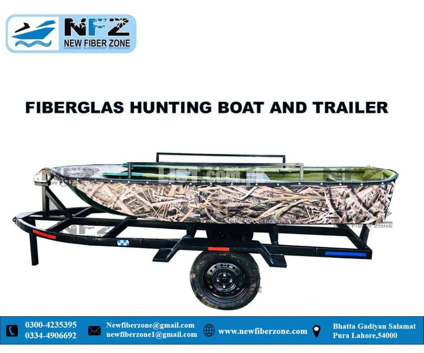 fiberglass 10ft hunting boat and trailer