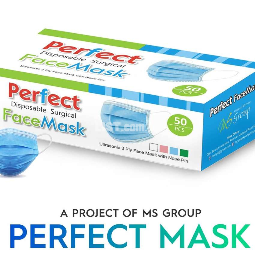 Perfect Face Mask, 3ply Surgical Disposable Face Mask