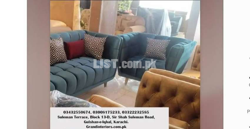 Tufting box sofa sets by Grand interiors