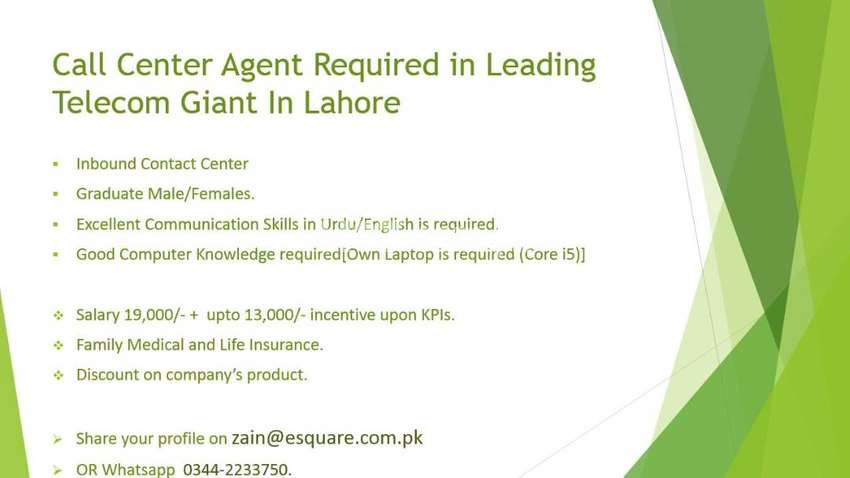 PTCL Customer Care Executive in Lahore.