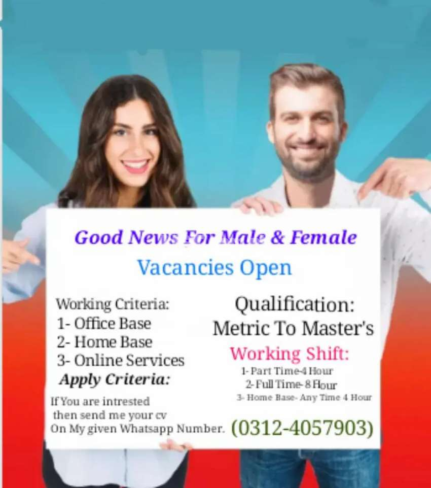 Urgent Staff Required Male & Female