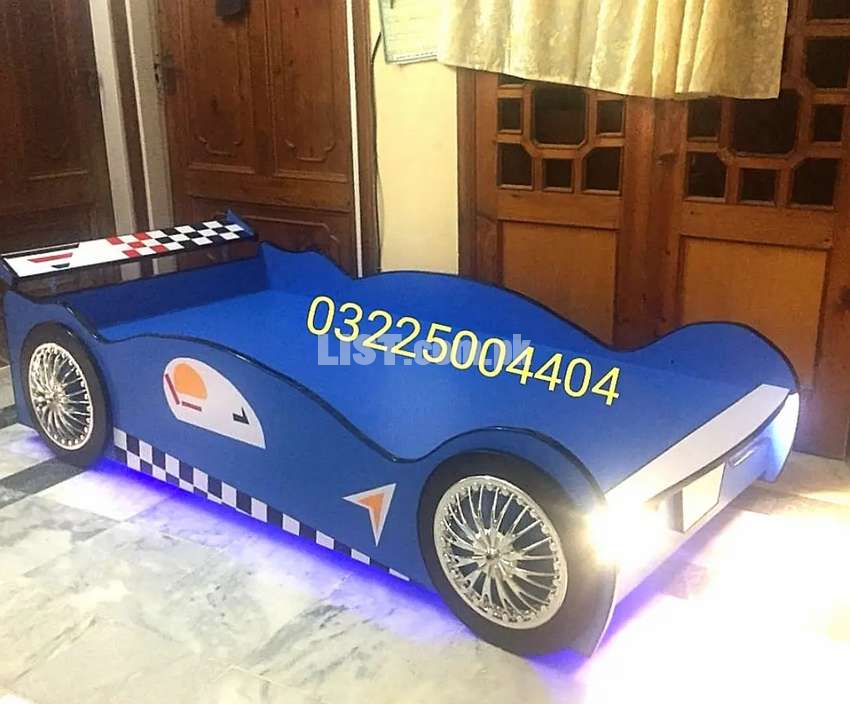Racing car shape bed with lights72 inches x 36 inches