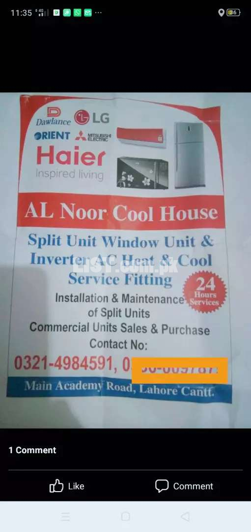 Ac service and fiting and electric wark