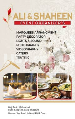 Event organizer catering soundsystem decor mehndi wedding birthday