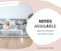 English literature Notes available