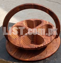 Dry Fruit Basket wooden Hand Engraved Foldable