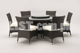 indigo  rattan Jojo chairs with table