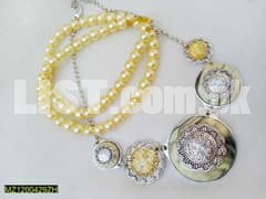 2 Pcs Statement Necklace With 1x Pearl Mala