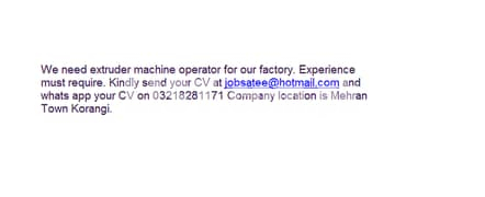 Extruder Machine Operator