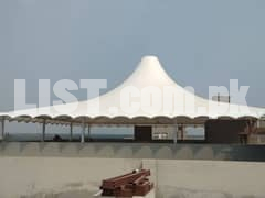 Tensile fabric shade 50x50 height 20 ft Rs 600 sqft.
