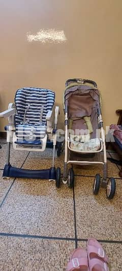 baby stroller and eating chair