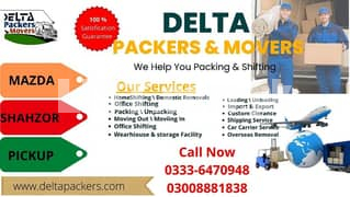 Movers & Packers,  House shifting & cargo services/Goods Transporation