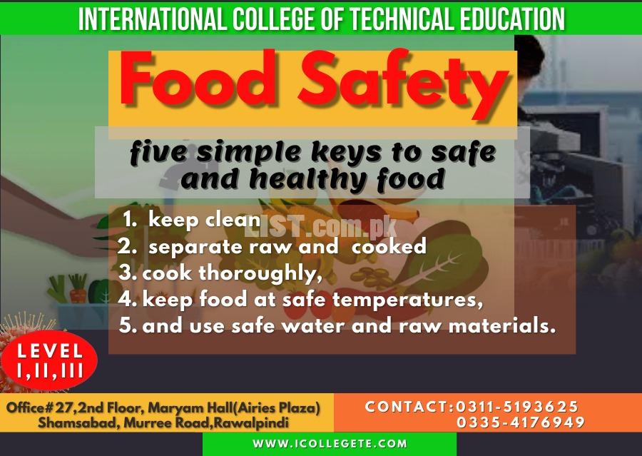 BEST FOOD SAFETY LEVEL 1 COURSE IN RAWALPINDI ISLAMABAD