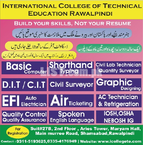 #Icertosh (Certificate in Occupational Safety and Health)course in Wah