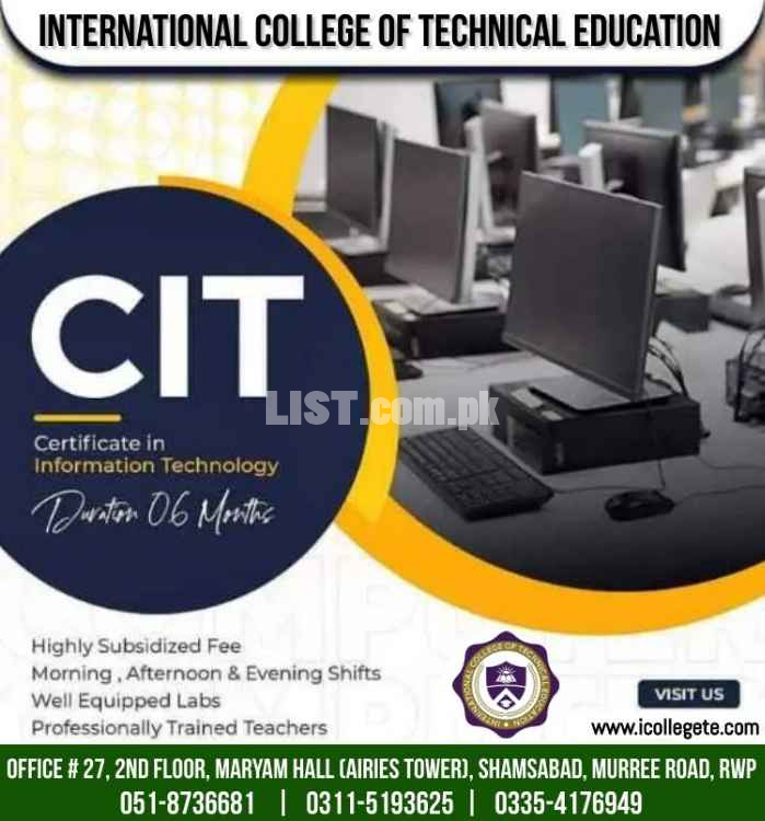 #Certificate in information technology course in Khushab