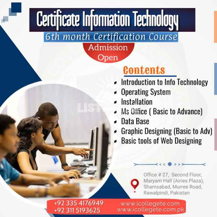 CIT Certificate in Information Technology  six months Course In Wah