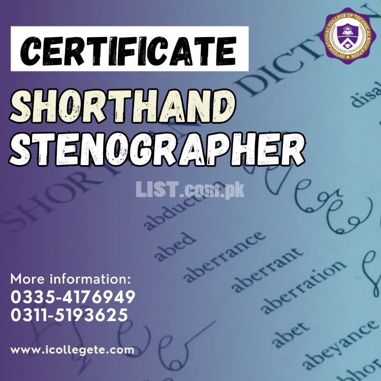 Stenographer Shorthand writing course in Baharakahu Islamabad