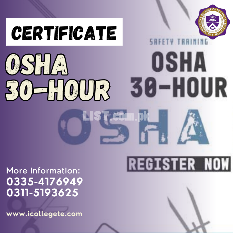 OSHA 30 Hours Safety course in Rawalpindi Khanapul
