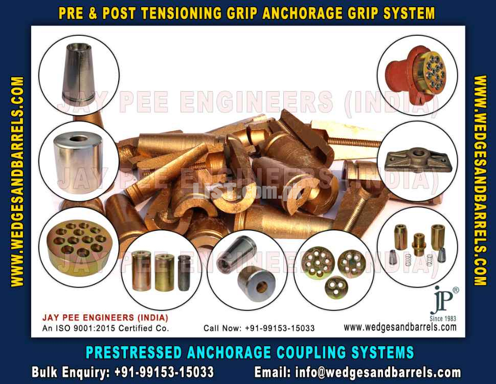 Post Tensioning wedges and barrels, pre stressed anchor grip syst