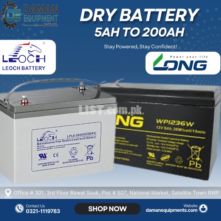 Long 12ah Dry Battery