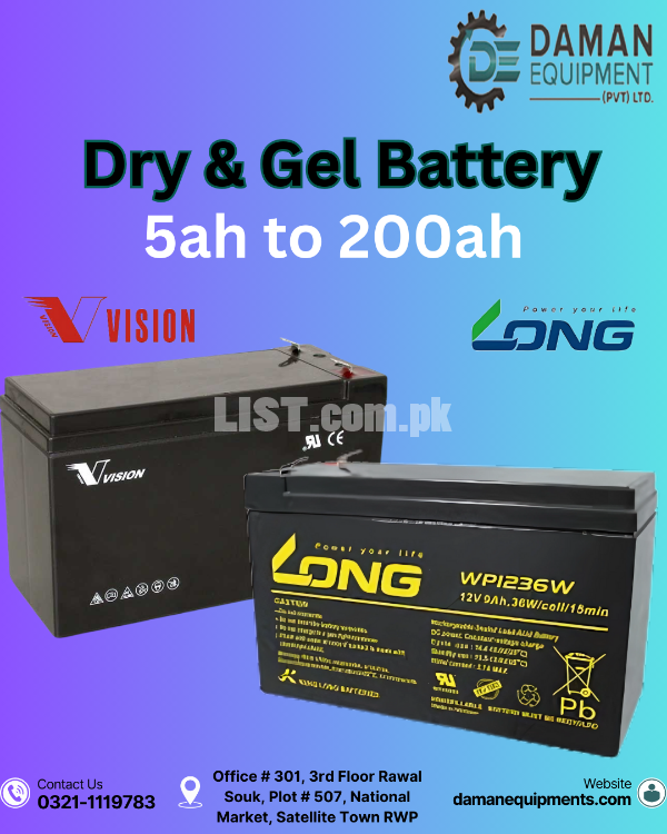 Long Dry Battery - 100ah Tower type