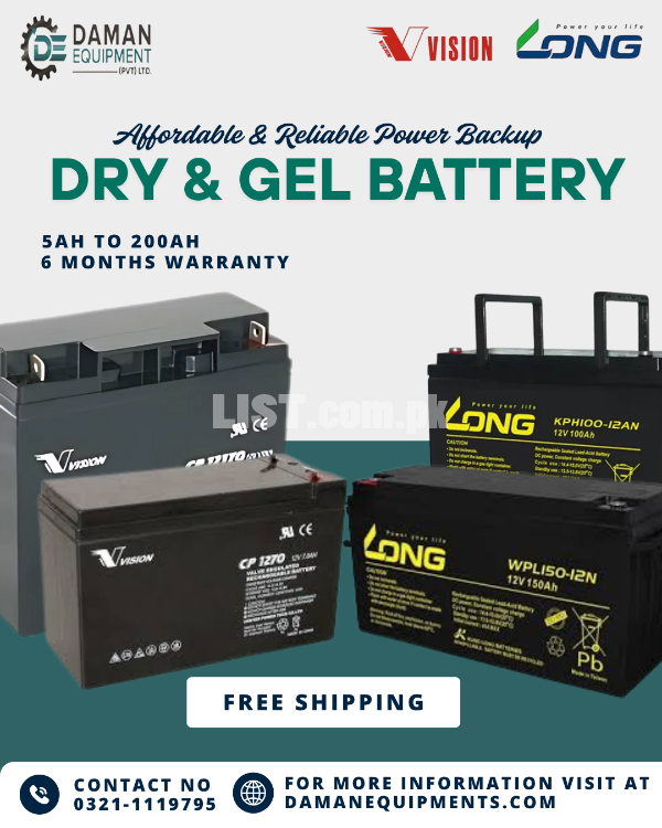 Long & Vision Dry & Gel Batteries –  Long -33ah