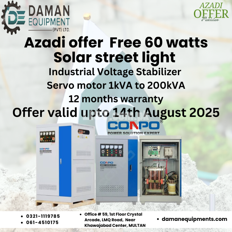 3000VA Voltage Stabilizer, LCD Display, Azadi Offer Inside