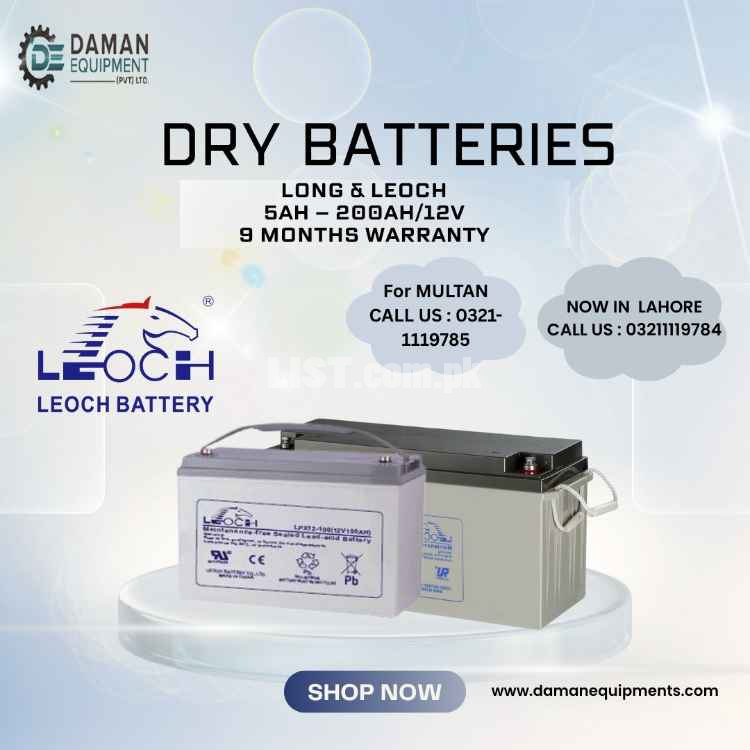 Dry Battery Long & Leoch – 5Ah to 200Ah – With 9 Months Warranty