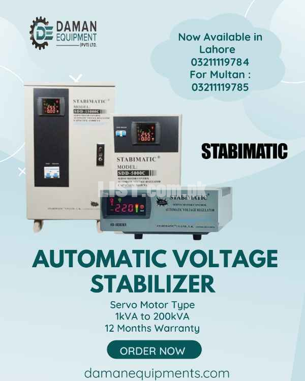 Automatic Voltage Stabilizer – Servo Motor Type – 1kVA to 200kVA – 12