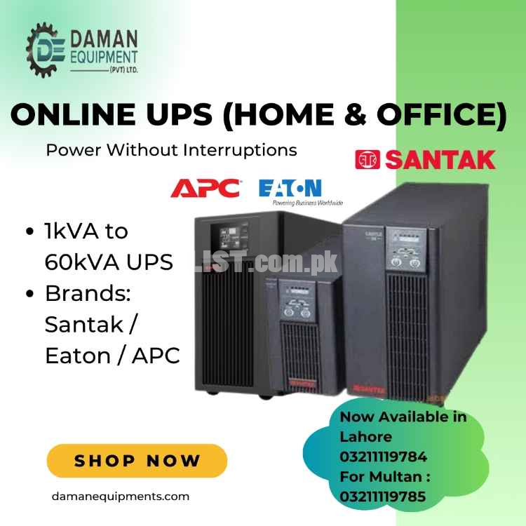 Online UPS – Santak / Eaton / APC – 1kVA to 60kVA – With Warranty