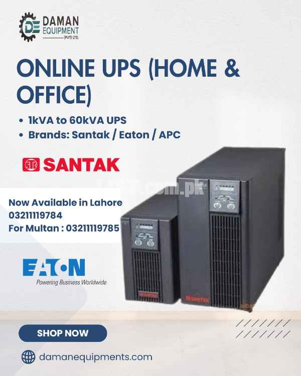 Online UPS – Santak / Eaton / APC – 1kVA to 60kVA – With Warranty