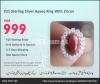 925 Sterling Silver Ring Red Aqeeq With Zircon