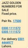 Jazz numbers for sale in all Pakistan