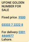 UFONE GOLDEN NUMBER FOR SALE