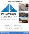 Paramount Construction| Contractor| Company. Turn key/Labor rate basis