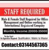 Vacancies available for male nd female