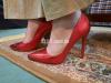 Insignia Red and Golden court shoe