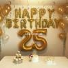 Foil Happy Birthday, Golden Matelic Balloons, Curtains