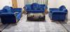 Blue Valvet Sofa Set With Golden Work Out