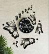 Home Decoration Wall Clock Butterfly With Stars Acrylic Wall Clock BLK