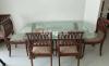 Double Layer Glass Dining Table with 6 Chairs