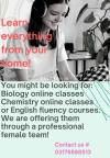 English language fluency, biology and chemistry online courses