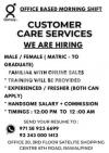 Customer Care Services / Sales Executive Male and Female