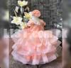 Branded Baby Girl Fancy Frock Peach Color With Hairband Embellishment