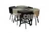 Dining Table Off white Brown 6 person