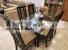 DINNING TABLE WITH CHAIRS MADE IN SOLD WOOD CARVING STYLE WITH GLASS