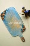 Blue Golden Coaster tray with Handle - MJ by Madiha Jahangir